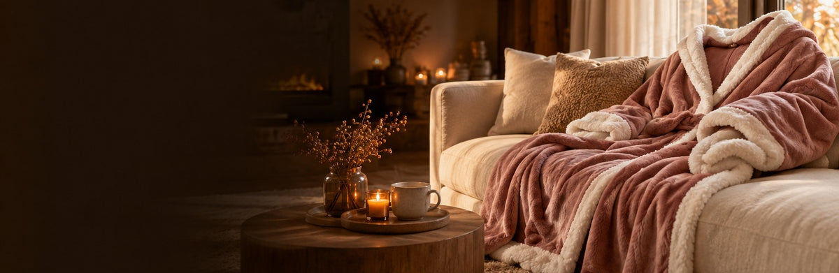 Cozy Einrichtung mit flauschigem Morgenmantel als stimmungsvolles Lifestylemotiv
